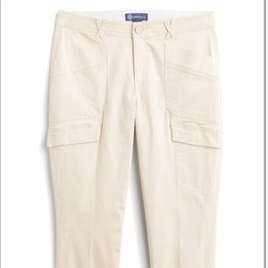 Beige straight roll cuff pant